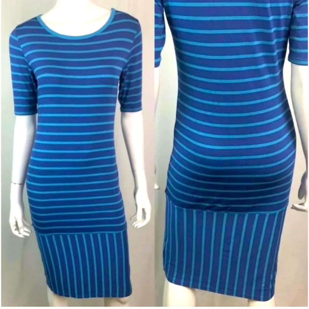 Lularoe Blue Striped Julia Dress Size XL